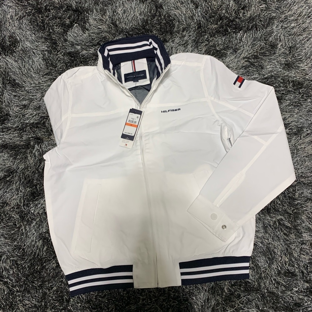 White Tommy Hilfiger bomber jacket
